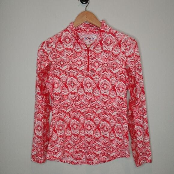 Ibkul Women's Red Nylon Blend 1/4 Zip Long Sleeve Activewear Top Size XS - Picture 1 of 6